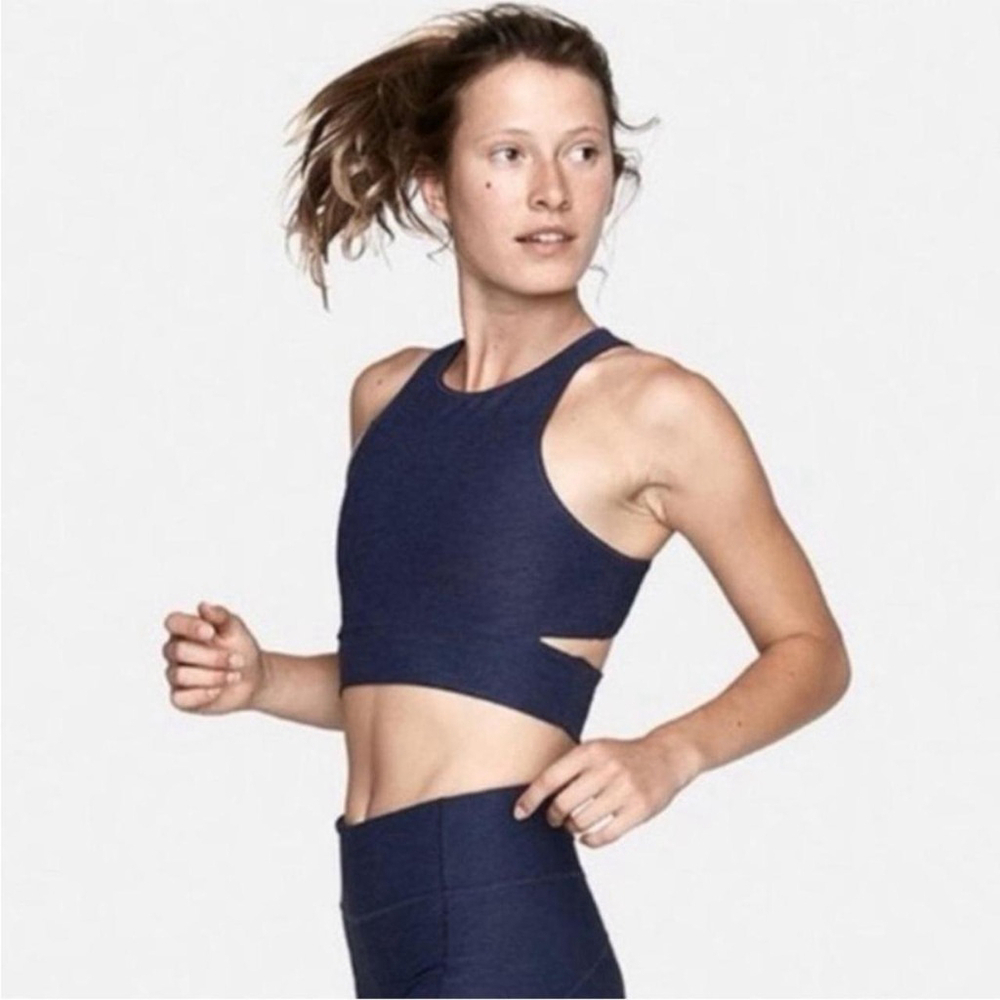 Outdoor Voices Navy Blue Slash Back Crop Top Sports Bra - Size S